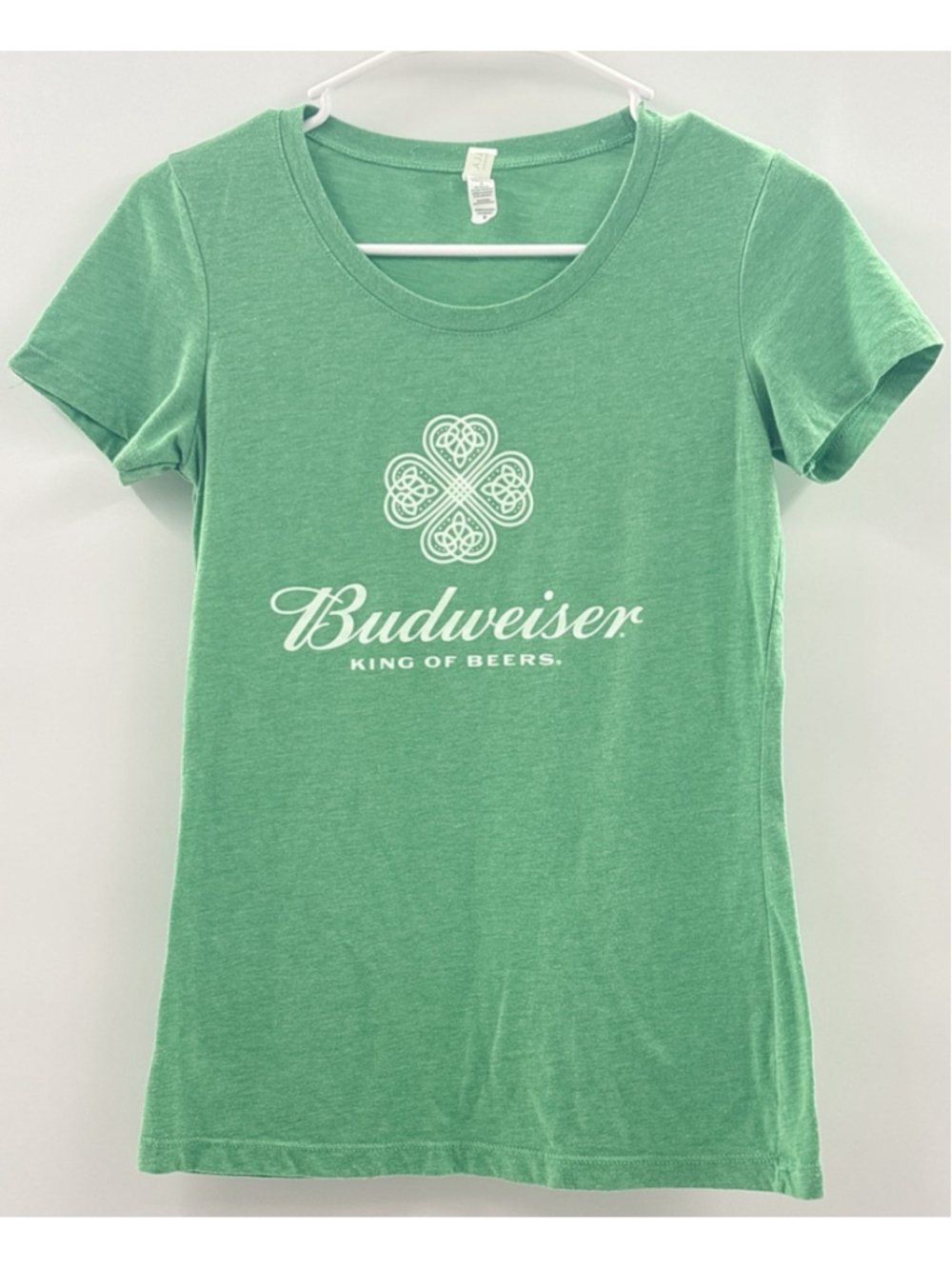 Bella Canvas Budweiser King Of Beers Tee M Green Irish Celtic Shamrock Retro